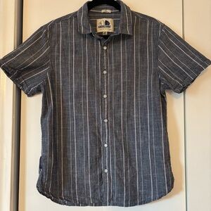 Americanno Italy Blue Stripe Shirt Men’s M Made in Colombia Cotton Vintage Look